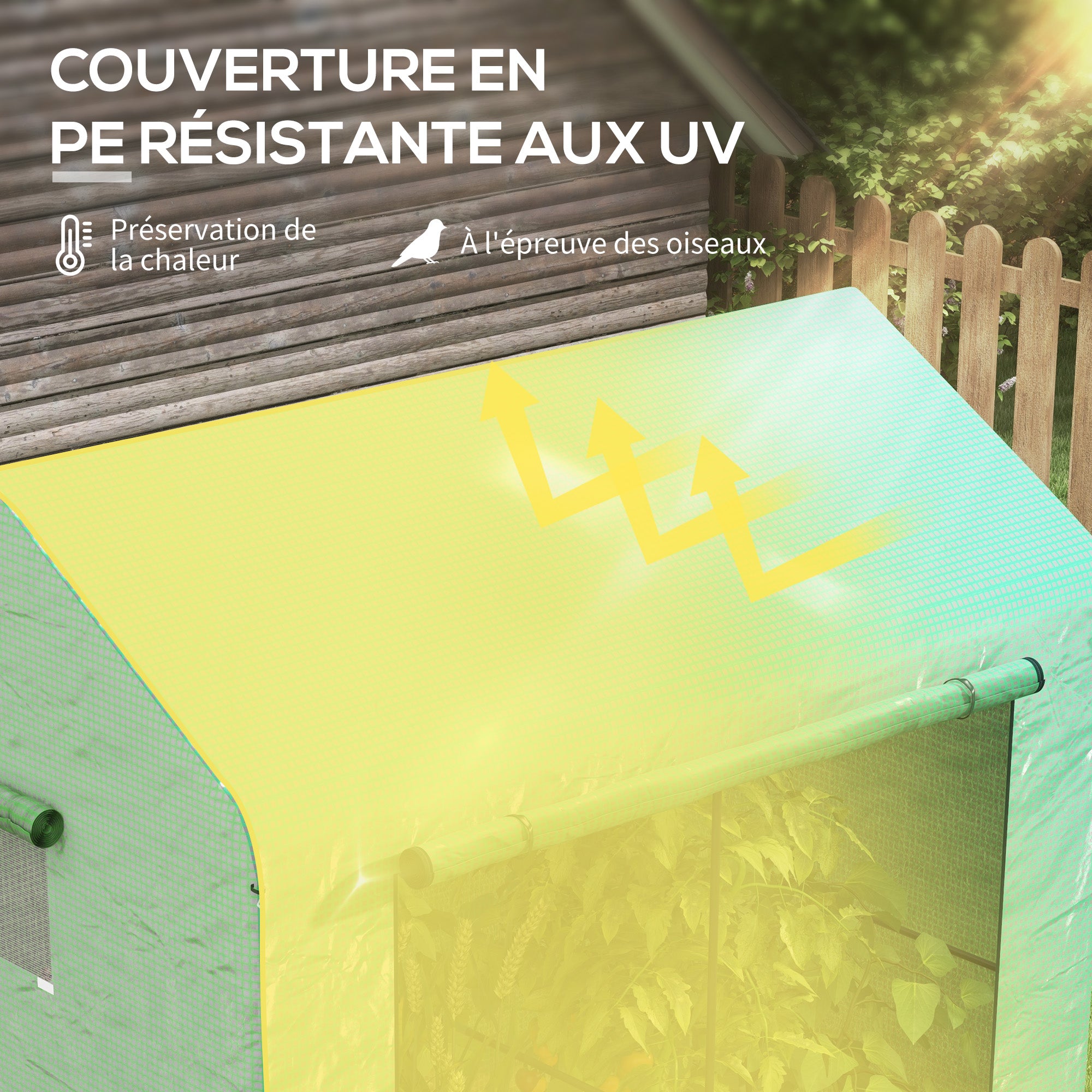 Garden Greenhouse PE, Balcony Greenhouse, Reinforced 135 g/m² Tarpaulin, Steel Frame, Roll-Up Zipper Door, for Vegetables Plants Flowers, Indoor and Outdoor, 200 x 140 x 200 cm, Green