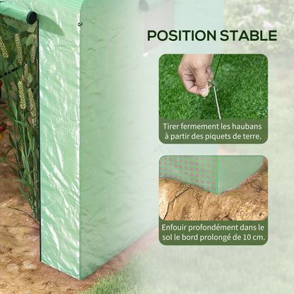 Garden Greenhouse PE, Balcony Greenhouse, Reinforced 135 g/m² Tarpaulin, Steel Frame, Roll-Up Zipper Door, for Vegetables Plants Flowers, Indoor and Outdoor, 200 x 140 x 200 cm, Green