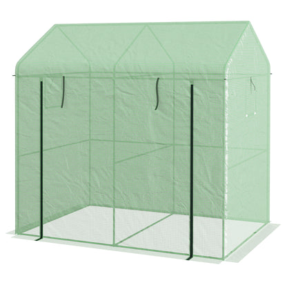 Garden Greenhouse PE, Balcony Greenhouse, Reinforced 135 g/m² Tarpaulin, Steel Frame, Roll-Up Zipper Door, for Vegetables Plants Flowers, Indoor and Outdoor, 200 x 140 x 200 cm, Green