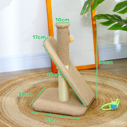 Scratching Post 54 cm High Scratching Post with Play Ball, Sisal Cat Scratching Post Cat Tree for Small Cats, Cat Scratching Furniture, Cream White