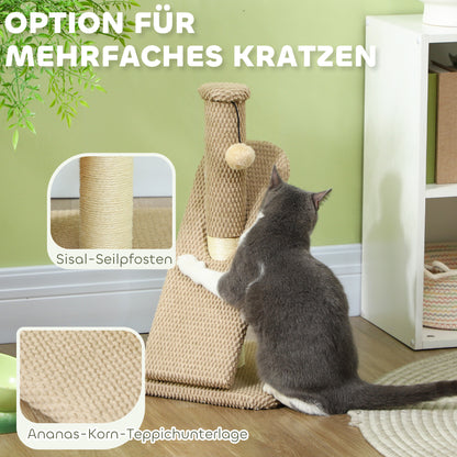 Scratching Post 54 cm High Scratching Post with Play Ball, Sisal Cat Scratching Post Cat Tree for Small Cats, Cat Scratching Furniture, Cream White