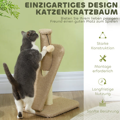 Scratching Post 54 cm High Scratching Post with Play Ball, Sisal Cat Scratching Post Cat Tree for Small Cats, Cat Scratching Furniture, Cream White