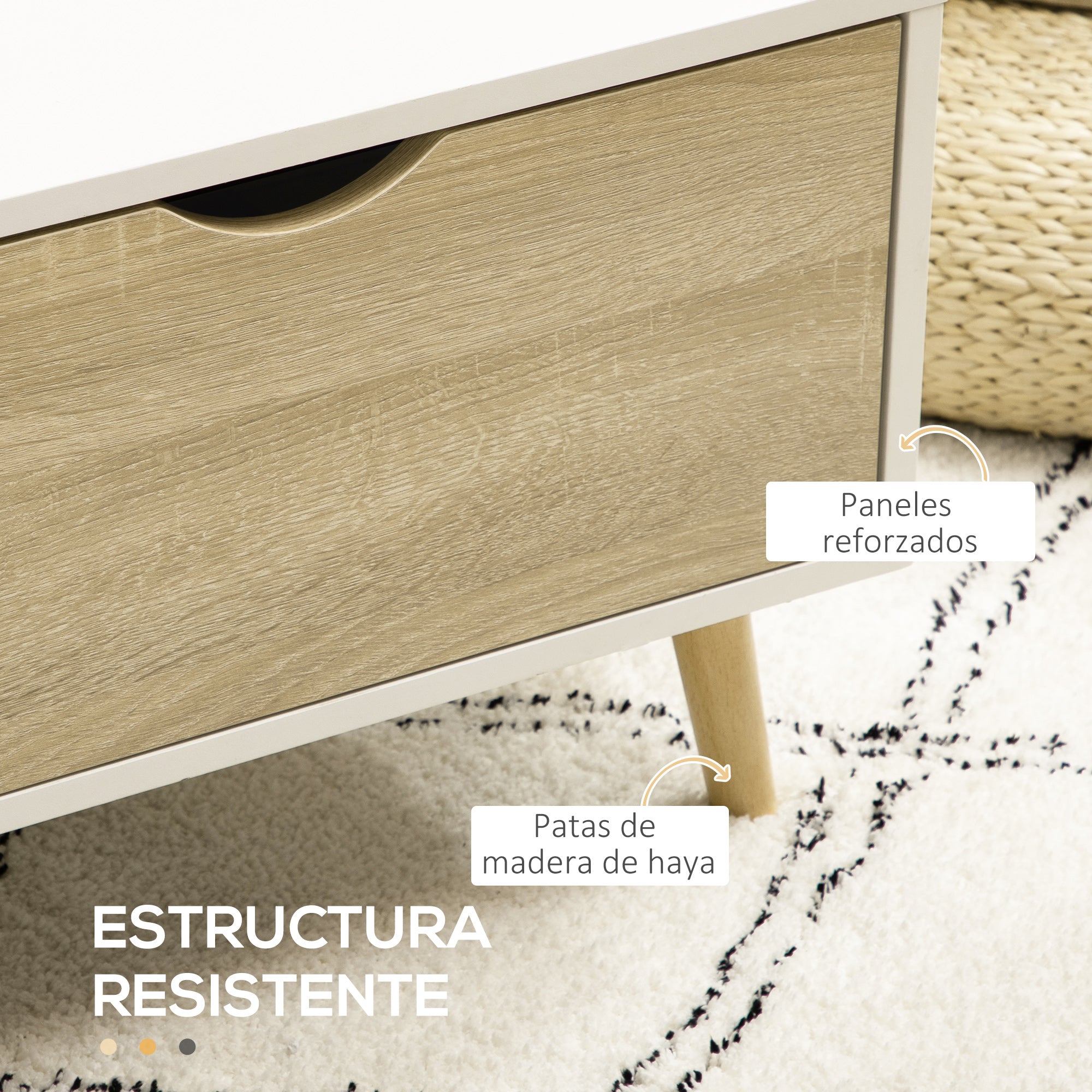 Modern Coffee Table with 2 Drawers and Open Compartments for Office Bedroom Study Room 106x58x39.5 cm White