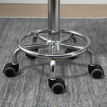 Set of 2 rolling stools swivel work stool 360° - adjustable seat 47-62H cm, ergonomic backrest - chrome-plated steel black synthetic coating