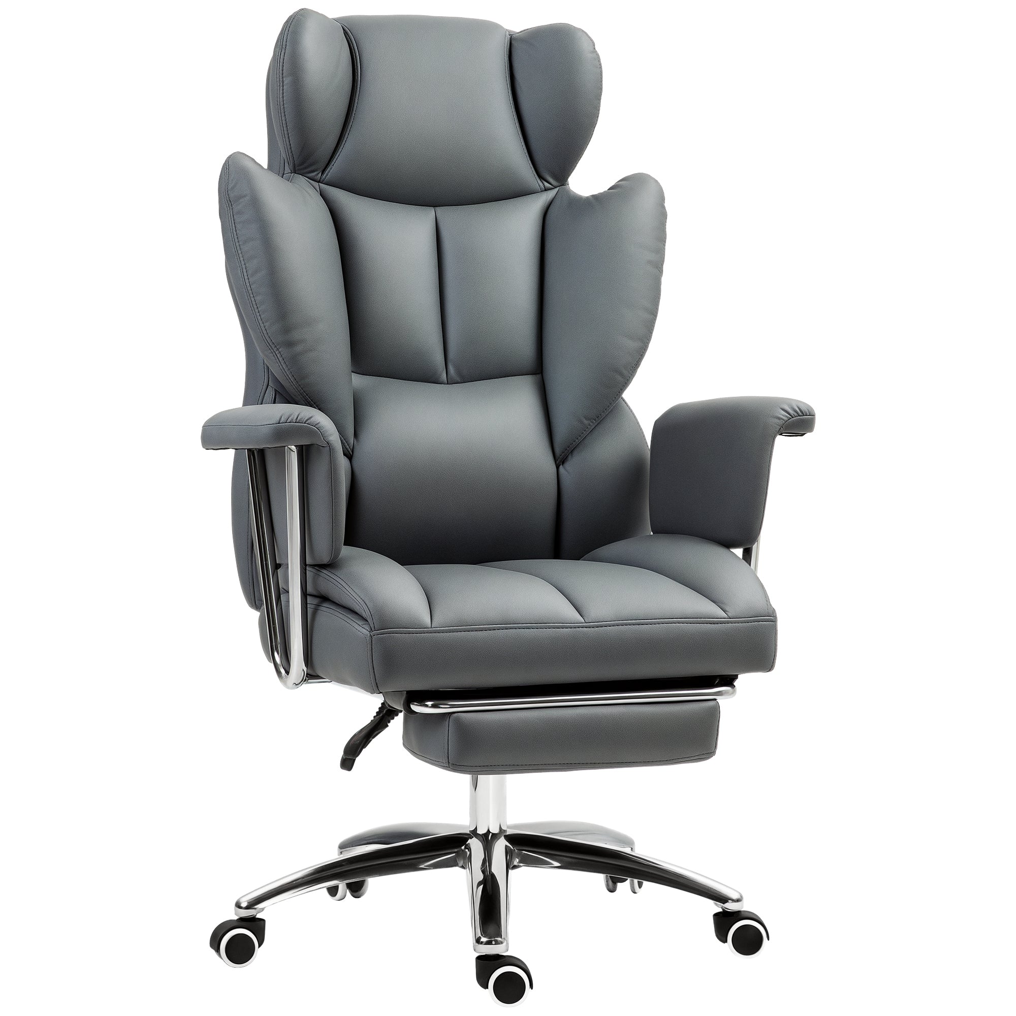 Office Chair with Reclining Function, Ergonomic Desk Chair, Height Adjustable Swivel Chair with Footrest, Padded, Weight Capacity up to 120 kg, for Office, Study, Dark Gray