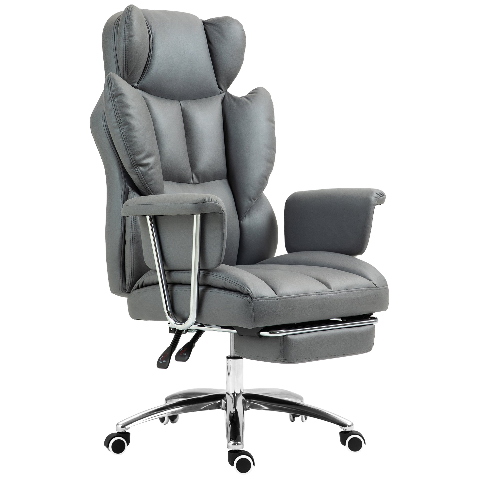 Office Chair with Reclining Function, Ergonomic Desk Chair, Height Adjustable Swivel Chair with Footrest, Padded, Weight Capacity up to 120 kg, for Office, Study, Dark Gray