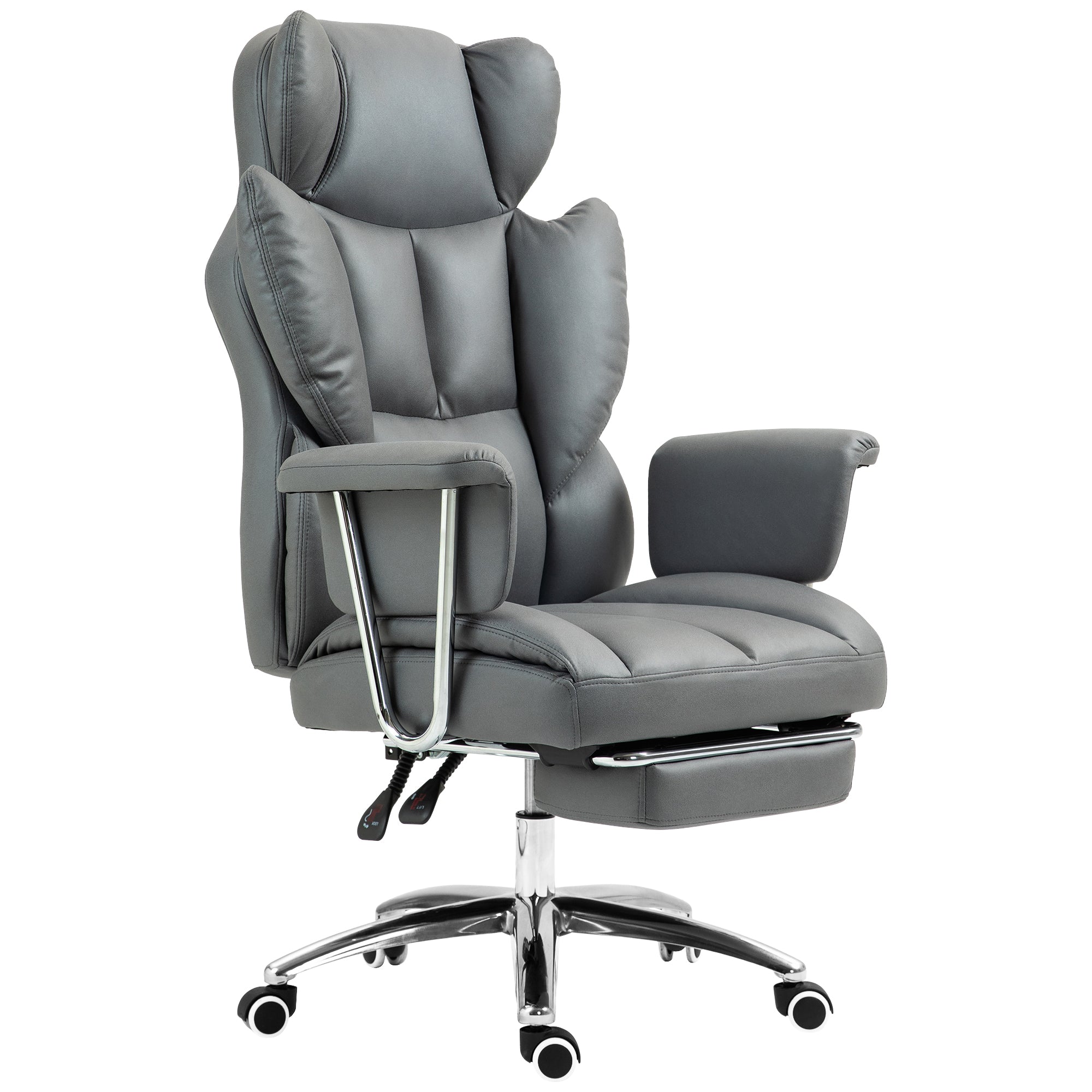 Office Chair with Reclining Function, Ergonomic Desk Chair, Height Adjustable Swivel Chair with Footrest, Padded, Weight Capacity up to 120 kg, for Office, Study, Dark Gray
