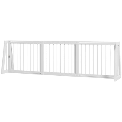 Dog Safety Barrier 3-Panel Retractable Protection Barrier 71-190cm Pet Fence in Wood - dim. 71-190L x 38.5W x 56H cm white