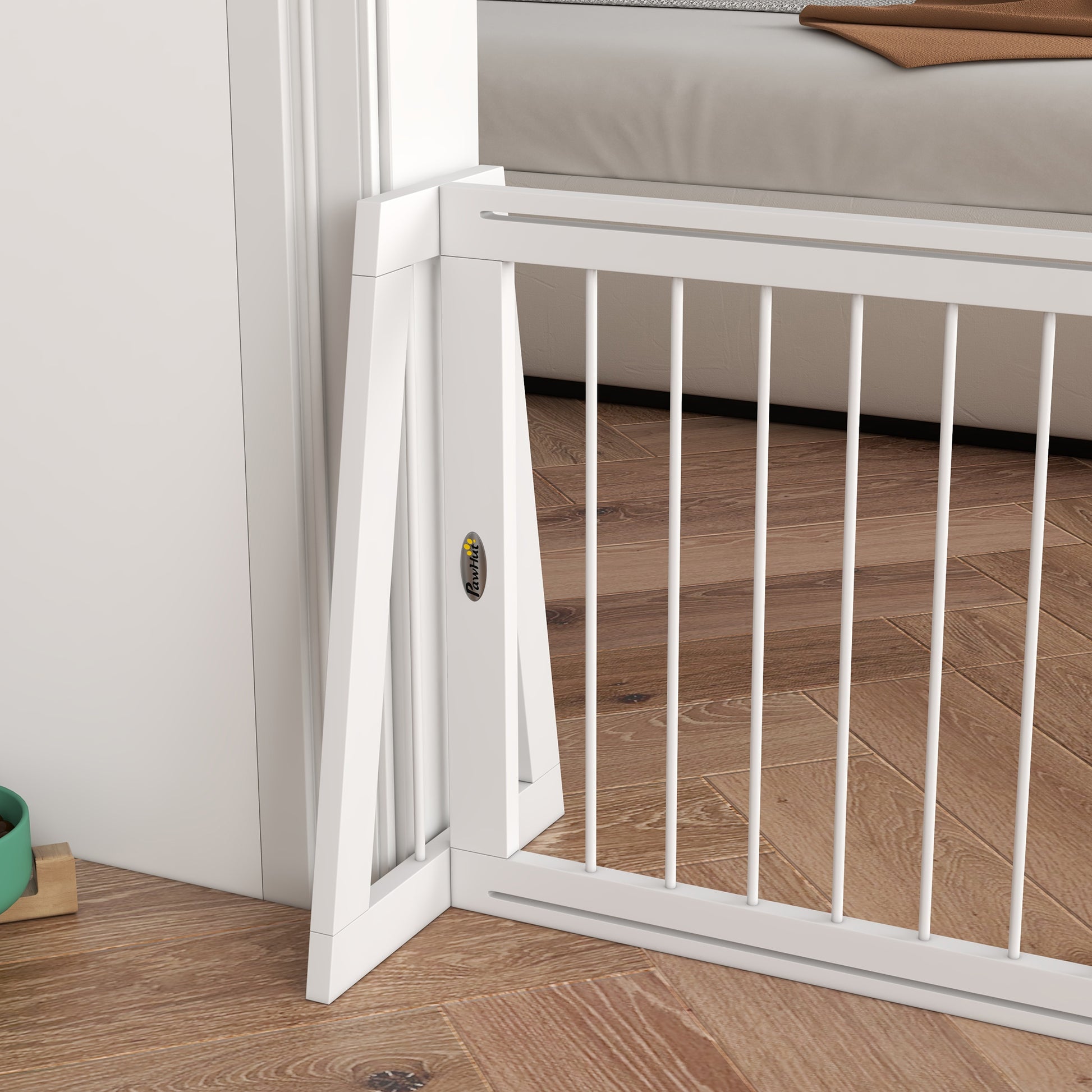 Dog Safety Barrier 3-Panel Retractable Protection Barrier 71-190cm Pet Fence in Wood - dim. 71-190L x 38.5W x 56H cm white