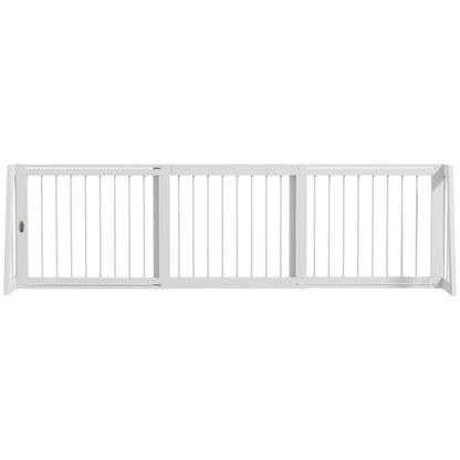 Dog Safety Barrier 3-Panel Retractable Protection Barrier 71-190cm Pet Fence in Wood - dim. 71-190L x 38.5W x 56H cm white