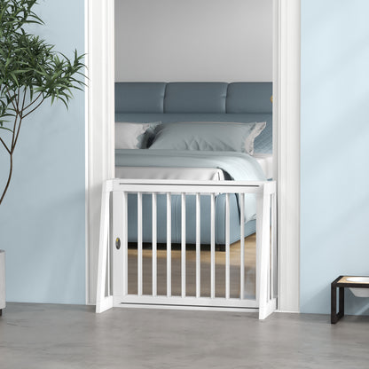 Dog Safety Barrier 3-Panel Retractable Protection Barrier 71-190cm Pet Fence in Wood - dim. 71-190L x 38.5W x 56H cm white