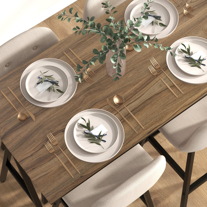 Bar Table with Bar Stool Set, 5-Piece Dining Group, Kitchen Table, Bistro Table with 4 Chairs, Bar Table Set for Kitchen, Living Room, Steel, Beige, 120 x 60 x 91 cm