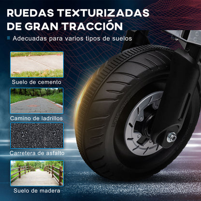 Kids Electric Motorcycle 6V Battery-Powered Motorcycle with Headlights Music Horn 3 km/h Speed Forward Reverse and Training Wheels for Kids 3-5 Years Old Load 25 kg 86x44x58 cm Black and White