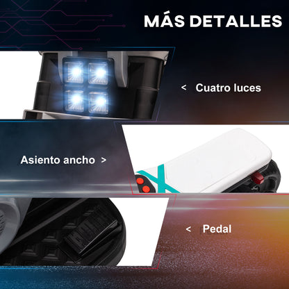 Kids Electric Motorcycle 6V Battery-Powered Motorcycle with Headlights Music Horn 3 km/h Speed Forward Reverse and Training Wheels for Kids 3-5 Years Old Load 25 kg 86x44x58 cm Black and White