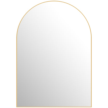 Arched Wall Mirror, Bathroom Mirror, 50 x 70 cm, high definition, with aluminum alloy frame, for bedroom, living room, entryway, gold