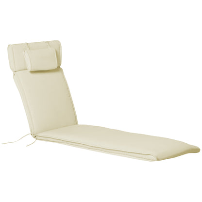 Sun Lounger Cushion with Pillow Removable Polyester + Cotton Fiber Cover Off-white 198 x 53 x 5 cm