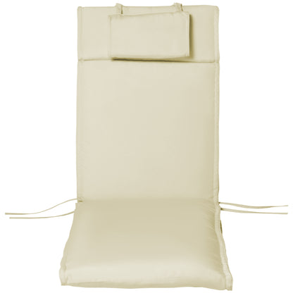 Sun Lounger Cushion with Pillow Removable Polyester + Cotton Fiber Cover Off-white 198 x 53 x 5 cm