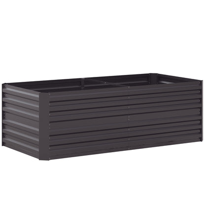 Rectangular Garden Raised Bed with Galvanized Steel Reinforcement Tubes 180 x 90 x 59 cm Dark Grey