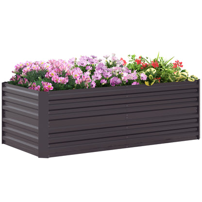 Rectangular Garden Raised Bed with Galvanized Steel Reinforcement Tubes 180 x 90 x 59 cm Dark Grey
