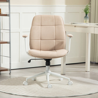 Office Chair Desk Chair Ergonomic Chair with Adjustable Height, Rocking Function, Swivel Office Chair with Wheels, Load Capacity 120 Kg, Beige