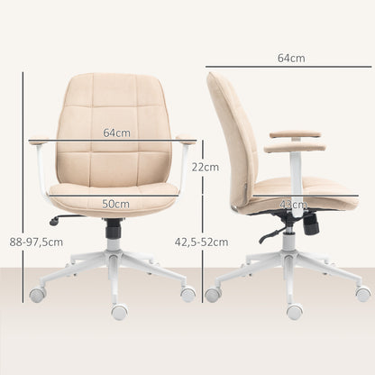 Office Chair Desk Chair Ergonomic Chair with Adjustable Height, Rocking Function, Swivel Office Chair with Wheels, Load Capacity 120 Kg, Beige