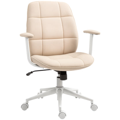 Office Chair Desk Chair Ergonomic Chair with Adjustable Height, Rocking Function, Swivel Office Chair with Wheels, Load Capacity 120 Kg, Beige