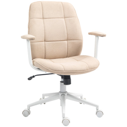 Office Chair Desk Chair Ergonomic Chair with Adjustable Height, Rocking Function, Swivel Office Chair with Wheels, Load Capacity 120 Kg, Beige