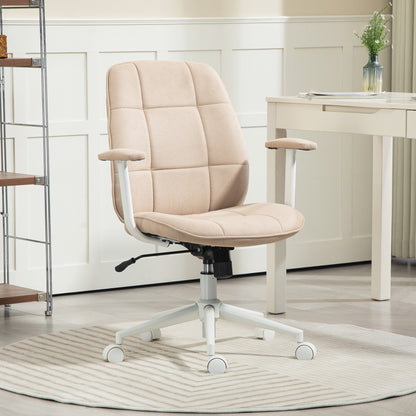 Office Chair Desk Chair Ergonomic Chair with Adjustable Height, Rocking Function, Swivel Office Chair with Wheels, Load Capacity 120 Kg, Beige
