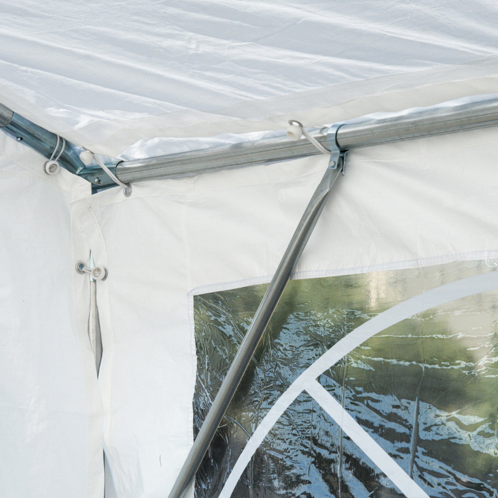 Party Tent 8x4 m Garden Gazebo with 4 Side Panels and 8 Anti-UV Windows Pavilion Pergola Carport Gazebo for Events Weddings White