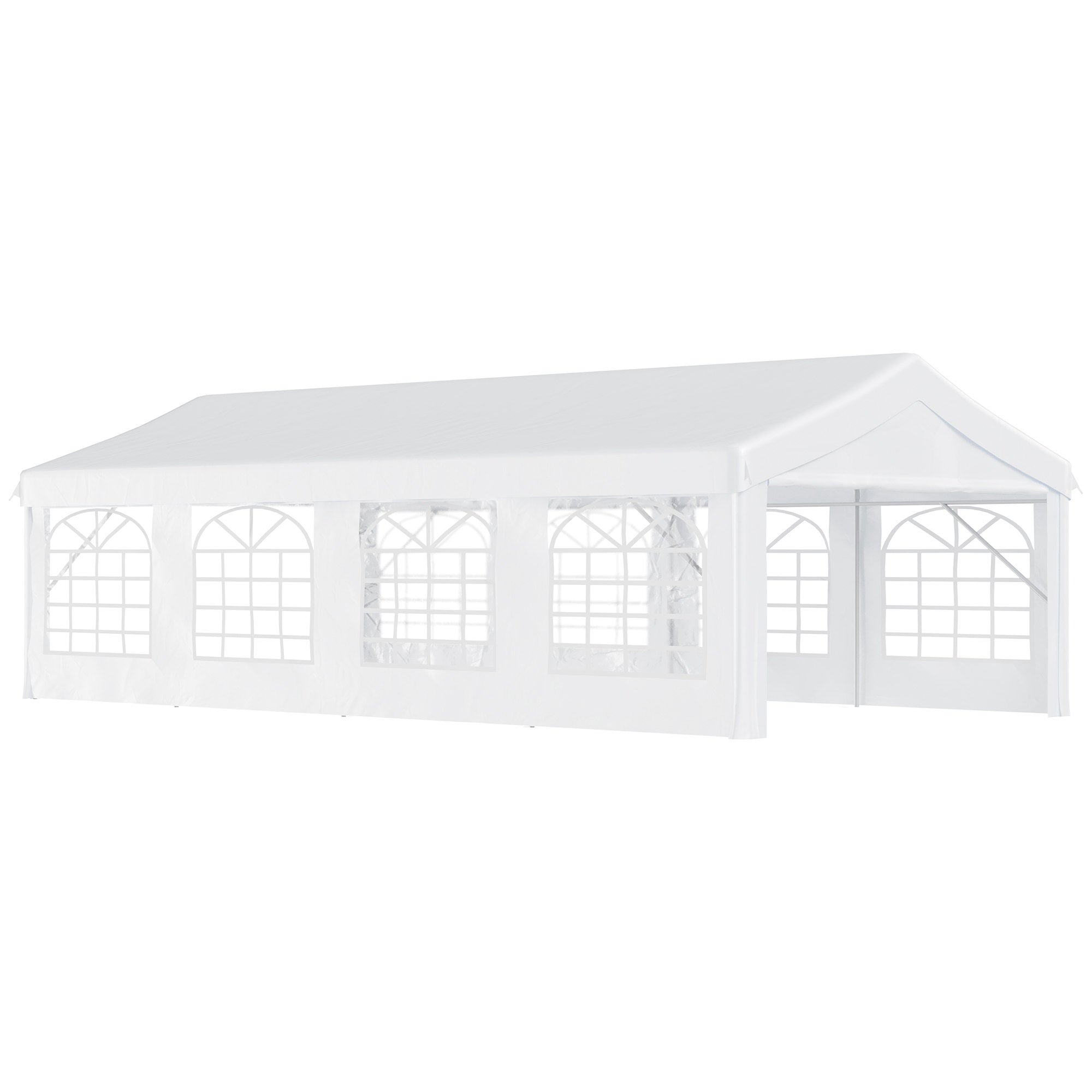 Party Tent 8x4 m Garden Gazebo with 4 Side Panels and 8 Anti-UV Windows Pavilion Pergola Carport Gazebo for Events Weddings White