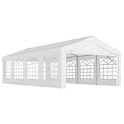 Party Tent 8x4 m Garden Gazebo with 4 Side Panels and 8 Anti-UV Windows Pavilion Pergola Carport Gazebo for Events Weddings White