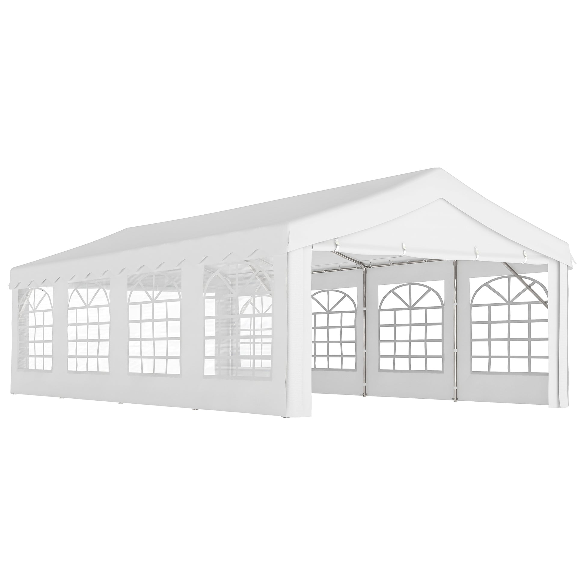 Party Tent 8x4 m Garden Gazebo with 4 Side Panels and 8 Anti-UV Windows Pavilion Pergola Carport Gazebo for Events Weddings White