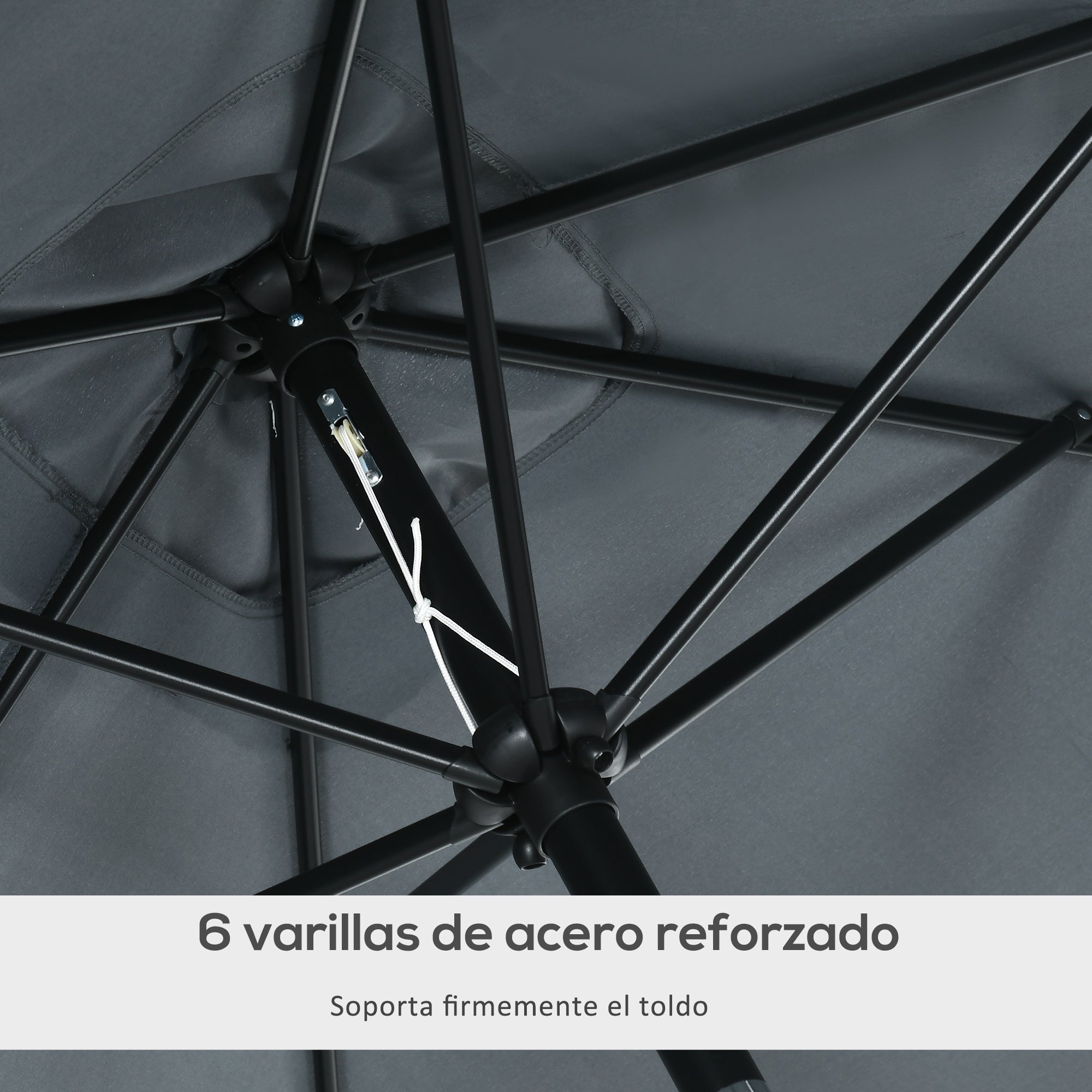 Aluminum Umbrella 200x300x253 cm Rectangular Garden Parasol with Crank and Detachable Anti-UV Pole for Terrace Poolside Outdoor Patio, Gray