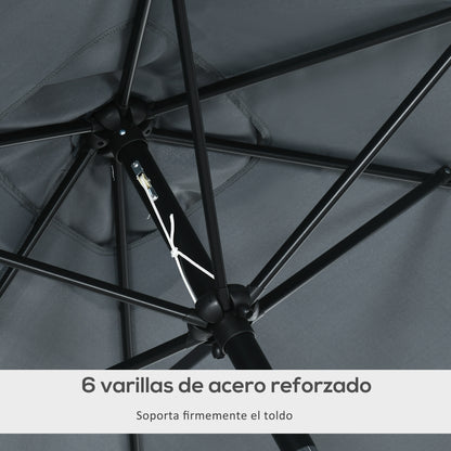 Aluminum Umbrella 200x300x253 cm Rectangular Garden Parasol with Crank and Detachable Anti-UV Pole for Terrace Poolside Outdoor Patio, Gray