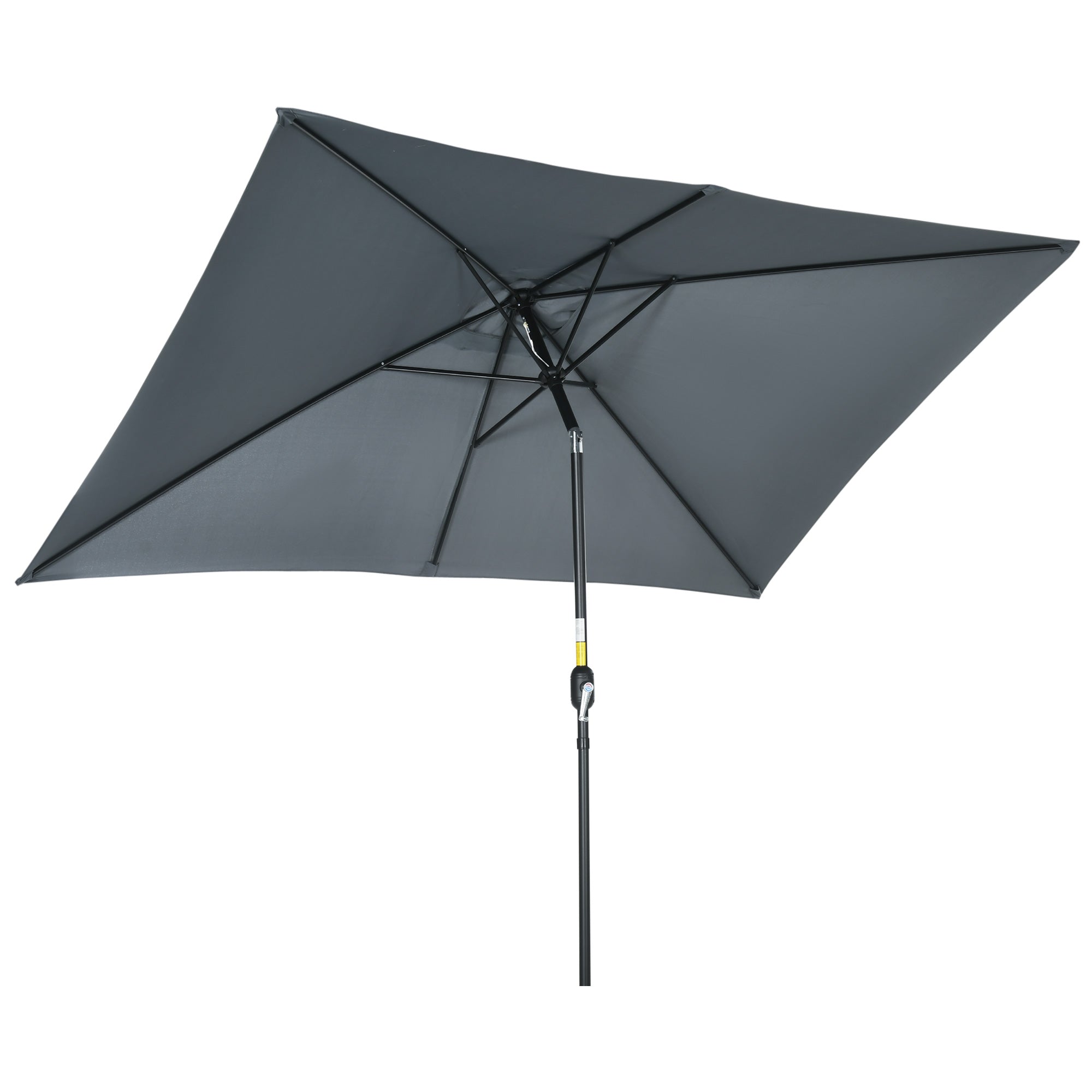 Aluminum Umbrella 200x300x253 cm Rectangular Garden Parasol with Crank and Detachable Anti-UV Pole for Terrace Poolside Outdoor Patio, Gray