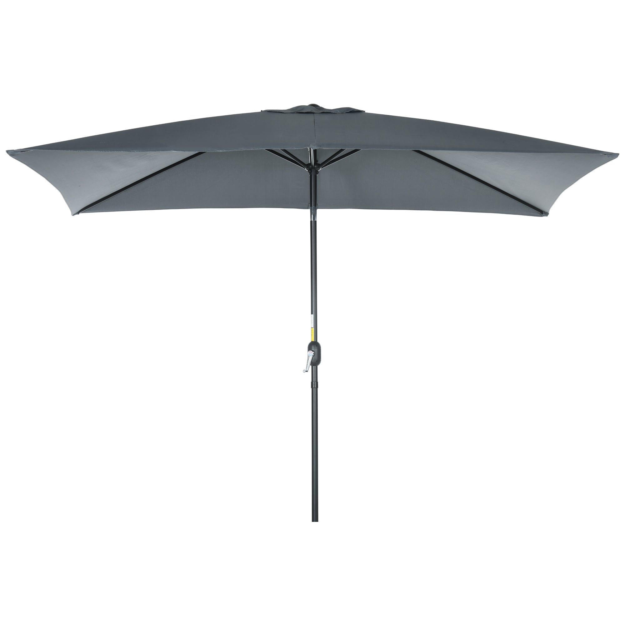Aluminum Umbrella 200x300x253 cm Rectangular Garden Parasol with Crank and Detachable Anti-UV Pole for Terrace Poolside Outdoor Patio, Gray