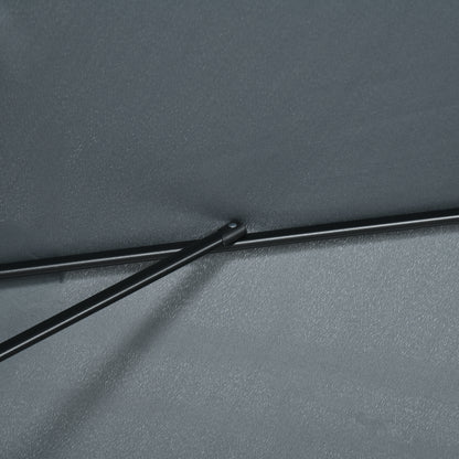 Aluminum Umbrella 200x300x253 cm Rectangular Garden Parasol with Crank and Detachable Anti-UV Pole for Terrace Poolside Outdoor Patio, Gray