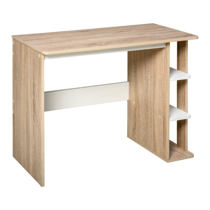 Computer Desk Computer Table dim. 100L x 44W x 74H cm 3 Side Shelves Wooden Light Oak White