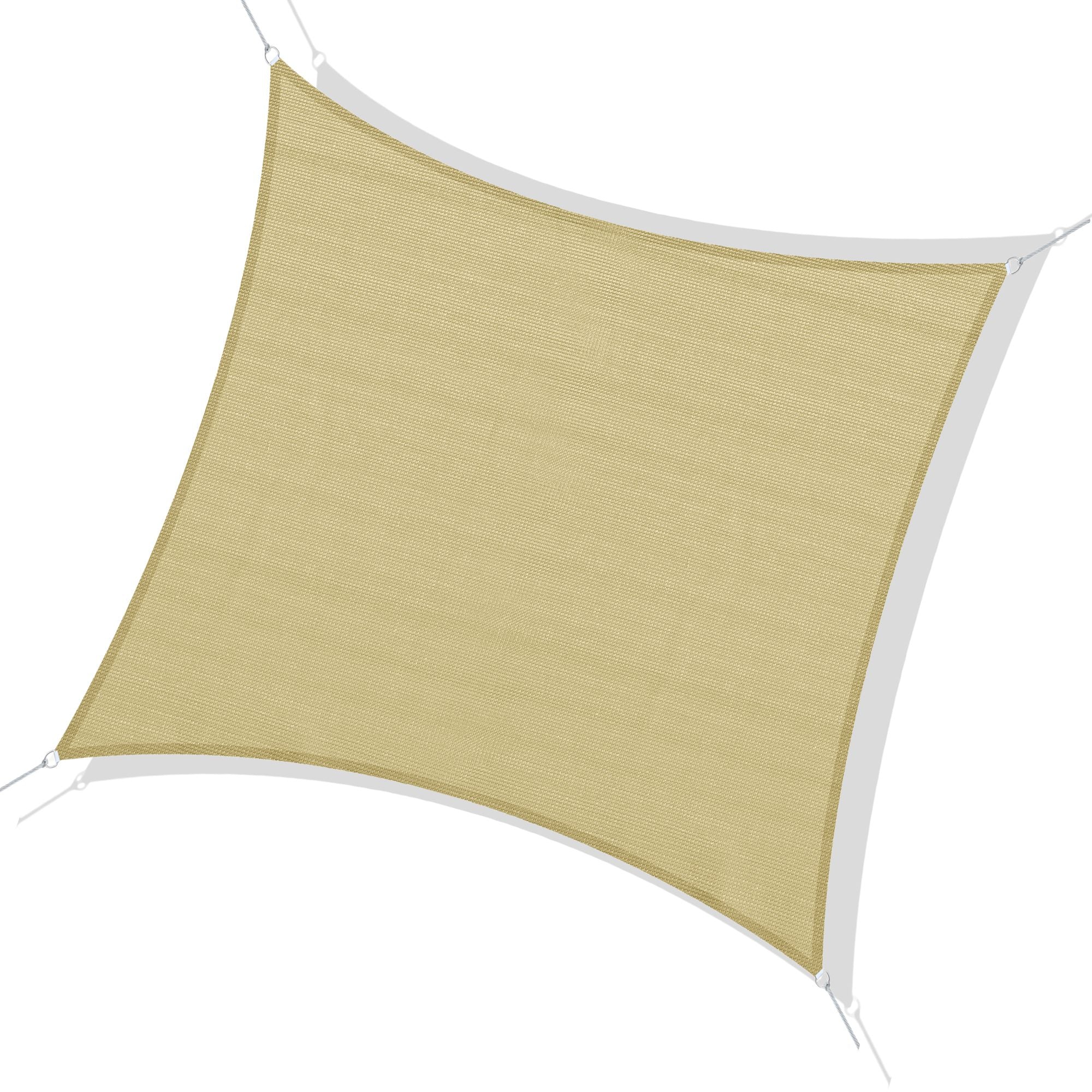 Square Sun Shade Sail for Outdoor in Breathable HDPE, UV Protection 95%, 360x360 cm