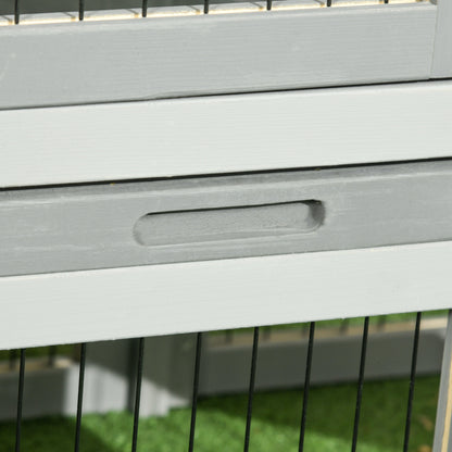 Rabbit Hutch 2 Levels Rabbit Hutch Made of Fir Wood Winterproof Double Deck House with Outdoor Run Ramp 150x52x68 cm Rabbit Cage Outdoor Small Animal Hutch for Rabbits Guinea Pigs Gray
