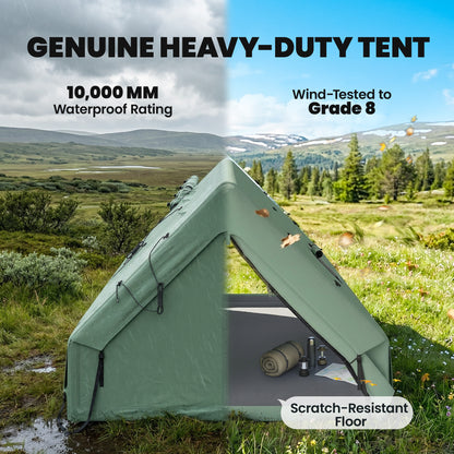 Inflatable Tent for 8–10 People — Fast Setup, 4-Season Waterproof Glamping Tent with Stove Port, Skylights, AC/Cable Entry, Oxford Fabric