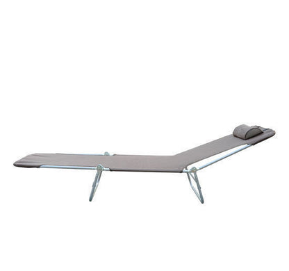 Folding Sun Lounger Garden Lounger with Head Pillow Adjustable Sunlounger up to 120kg Load Capacity for Garden, Balcony, and Pool, 4 Colors (Brown)
