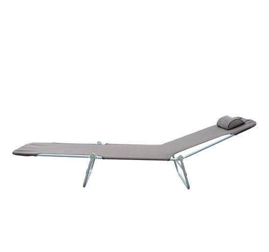 Folding Sun Lounger Garden Lounger with Head Pillow Adjustable Sunlounger up to 120kg Load Capacity for Garden, Balcony, and Pool, 4 Colors (Brown)