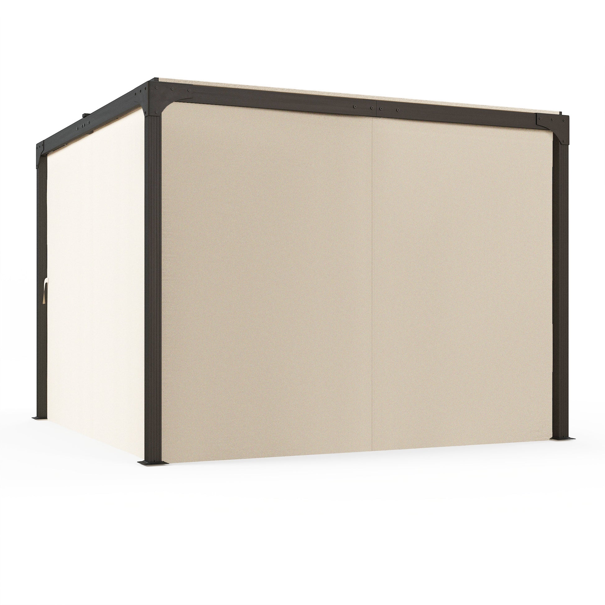 Aluminum Pergola 4.2x3 m Garden Gazebo with Sliding Roof 4 Side Walls and Drainage Holes Pavilion for Patio Terrace Beige and Black