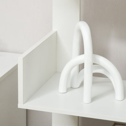 Tree Shaped Bookcase with 13 Shelves, Modern Wooden Bookshelf for Living Room, Study, Office, White