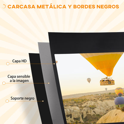 Manual Projector Screen with Stand 100 Inches Portable Projection Screen 16:9 Format with Adjustable Height for Indoor and Outdoor Home Cinema Patio 221x124 cm Black