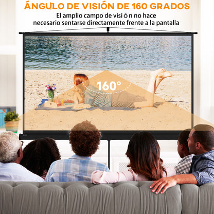 Manual Projector Screen with Stand 100 Inches Portable Projection Screen 16:9 Format with Adjustable Height for Indoor and Outdoor Home Cinema Patio 221x124 cm Black