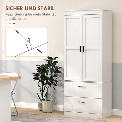 Kitchen Cabinet, Tall Cabinet with Adjustable Shelf, Drawer, Buffet Cabinet Storage Cabinet with Country-style Display Cabinet for Dining Room Kitchen 75x39x178 cm White