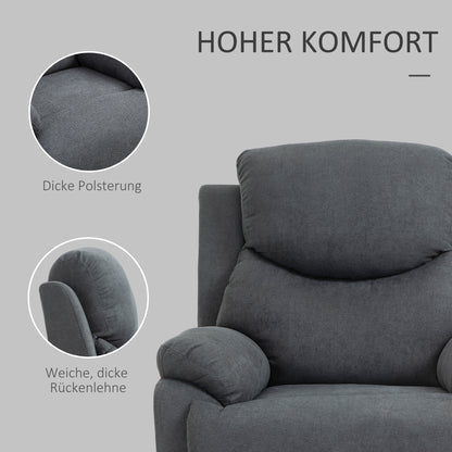 Recliner Chair Single Sofa Bed 150° Adjustable TV Armchair Reclining Chair TV Chair with Sleeping Function for Living Room Linen Dark Gray 93 x 88 x 102 cm