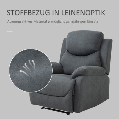 Recliner Chair Single Sofa Bed 150° Adjustable TV Armchair Reclining Chair TV Chair with Sleeping Function for Living Room Linen Dark Gray 93 x 88 x 102 cm